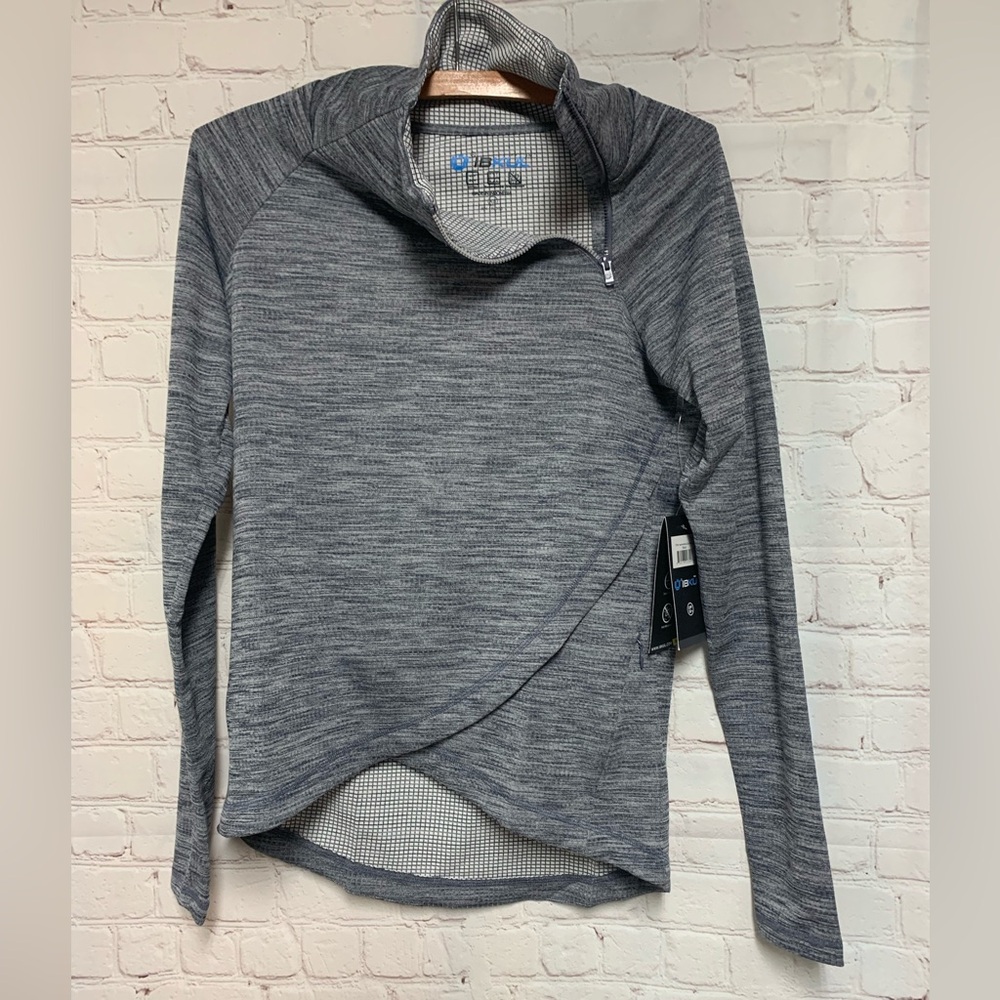 NEW IBKUL Black Waffle 1/4 Zip Assymetrical Top Size XS 34” - Picture 3 of 10